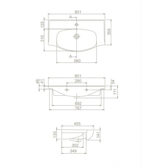 Νιπτήρας Επίπλου Πορσελάνης 80x46.5cm Cerastyle Lila VB018M22U00 Λευκό Νιπτήρας Επίπλου Πορσελάνης 80x46.5cm Cerastyle Lila VB018M22U00 Λευκό